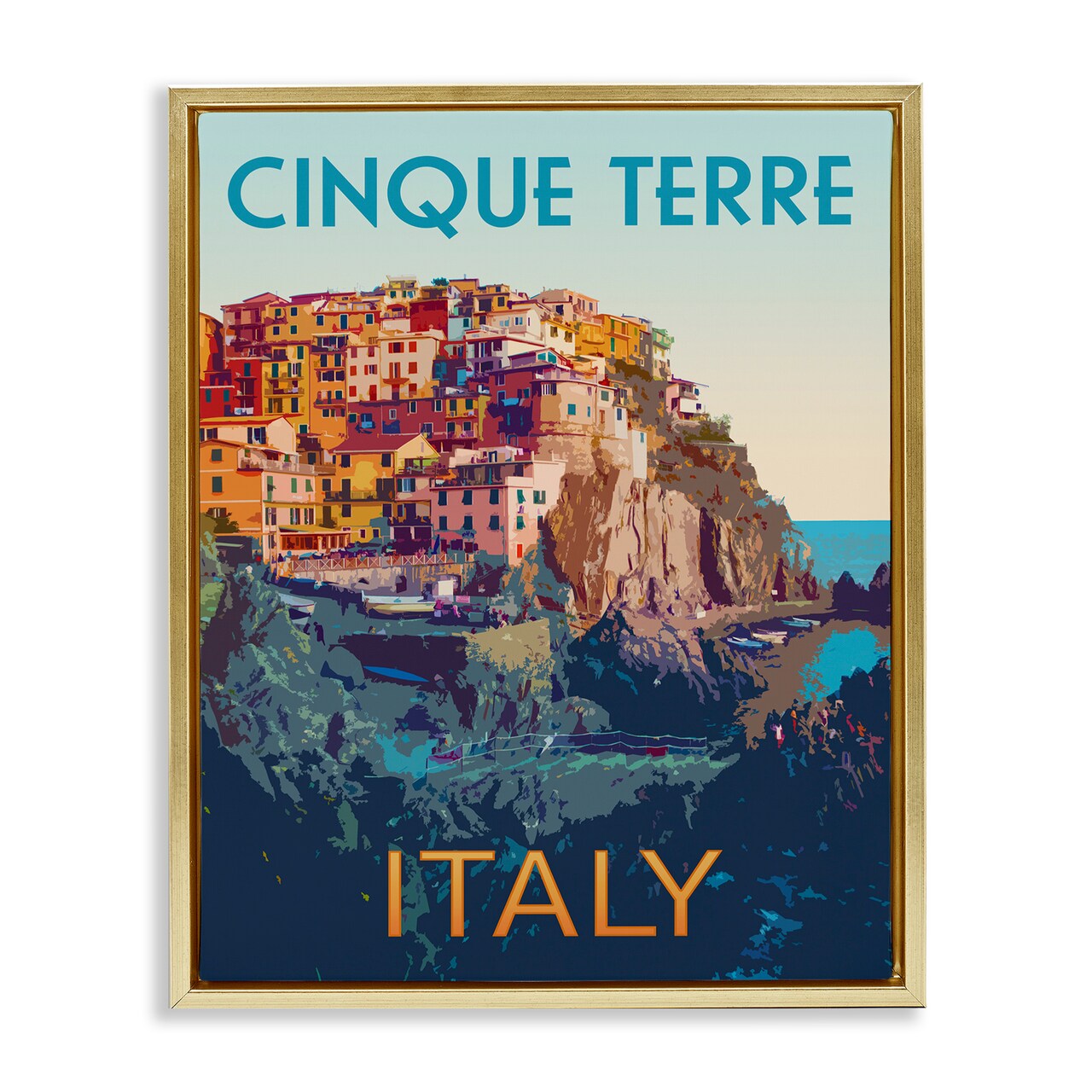 Stupell Industries Italian Coast Cityscape Floating Frame Design by Victoria Barnes